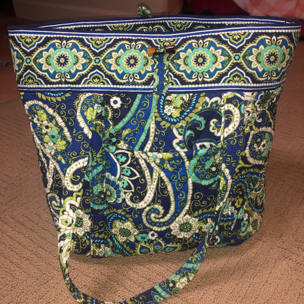 Vera Bradley green blue paisley tote